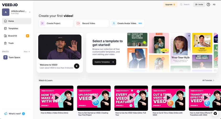 Veed AI video generator app