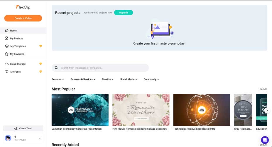 FlexClip AI video generator app