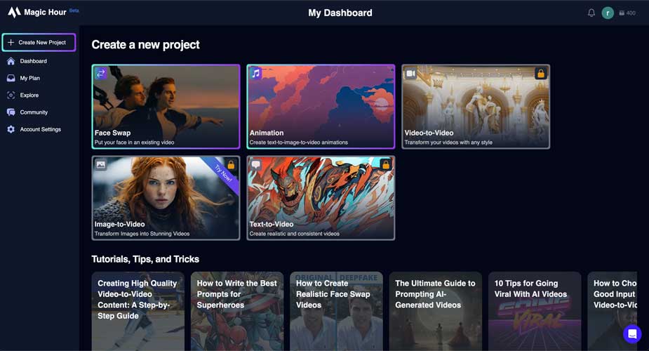 Magic Hour Ai video generator app screen