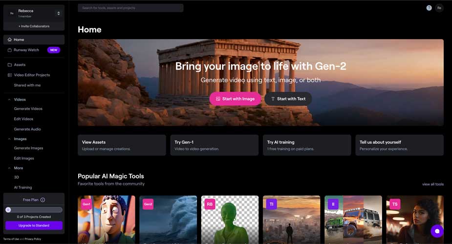 Runway AI video generator app