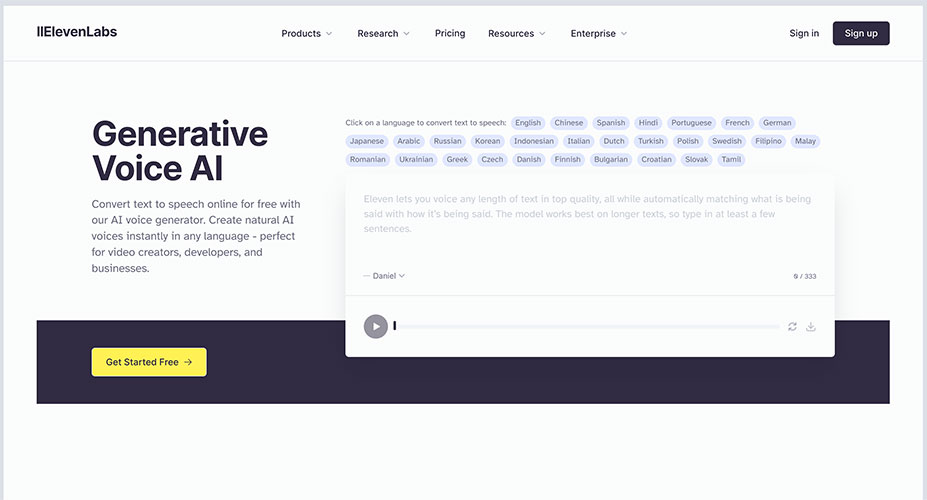 ElevenLabs AI tool text-to-speech