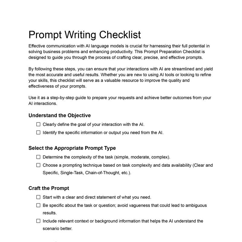 Prompt Writing Checklist