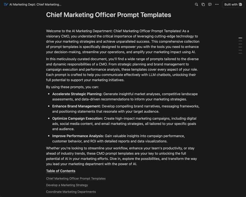 Chief Marketing Officer prompt templates