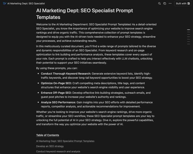 SEO Specialist prompt templates